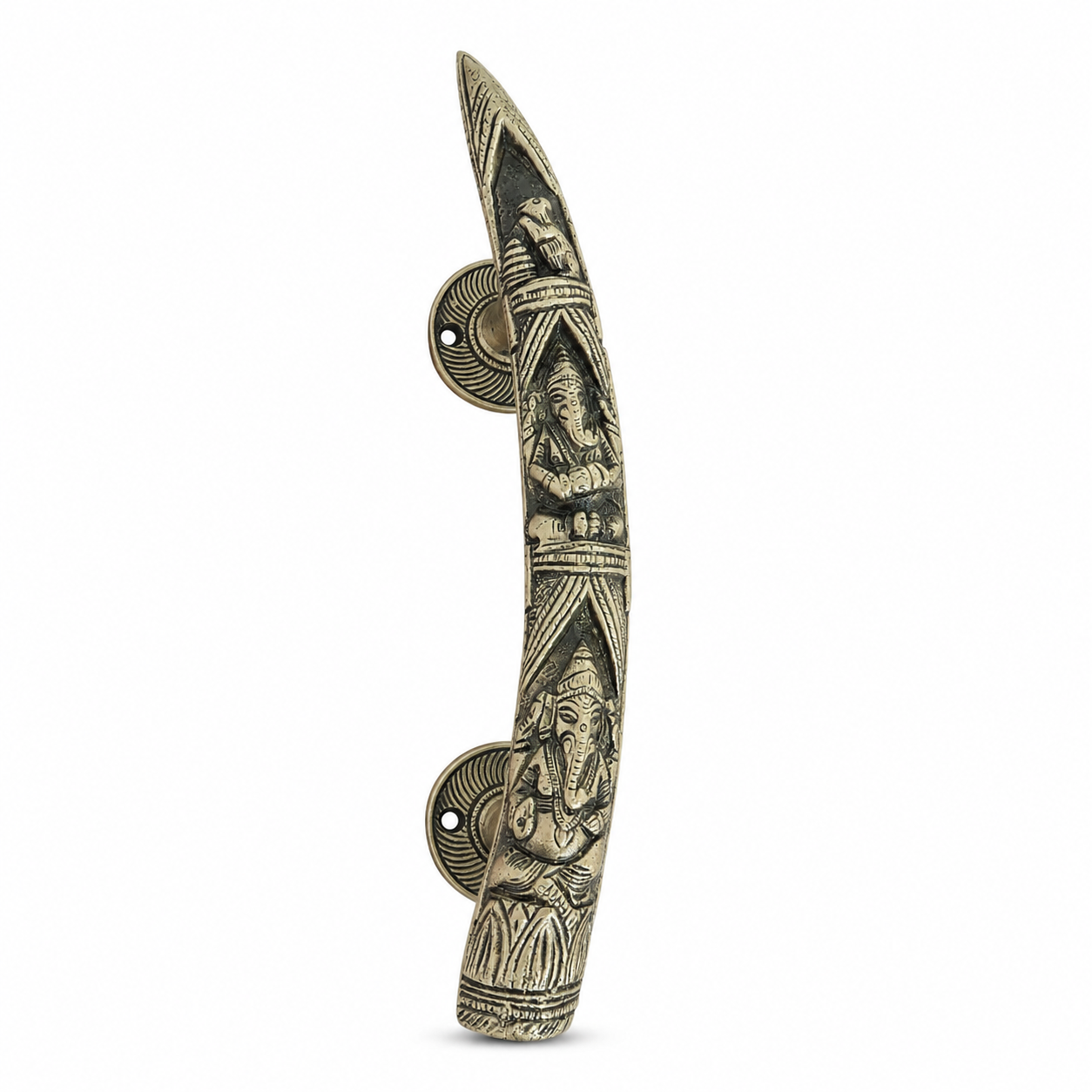 Handcrafted Brass Lord Ganesha motifs Devotional Door Handle 11 Inch – Right-Turn