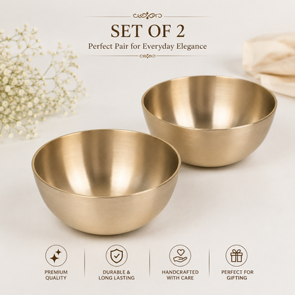 Pure Kansa Bowl Set | Traditional Bronze Metal Serving & Eating Bowls | Handmade Kansa Utensils for Kitchen & Dining