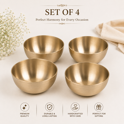 Pure Kansa Bowl Set | Traditional Bronze Metal Serving & Eating Bowls | Handmade Kansa Utensils for Kitchen & Dining