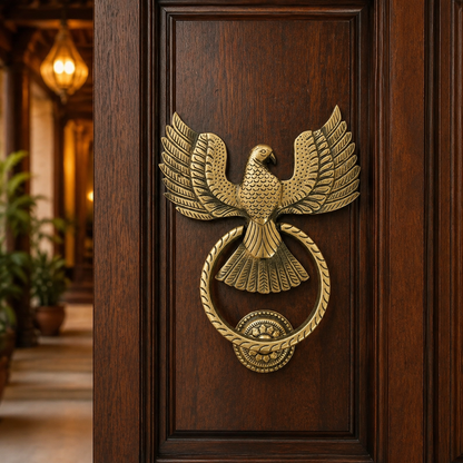 Antique Brass Eagle Door Knocker with Ring – Solid Brass Main Door Décor