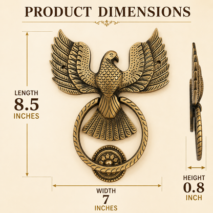 Antique Brass Eagle Door Knocker with Ring – Solid Brass Main Door Décor