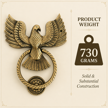 Antique Brass Eagle Door Knocker with Ring – Solid Brass Main Door Décor