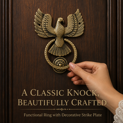 Antique Brass Eagle Door Knocker with Ring – Solid Brass Main Door Décor