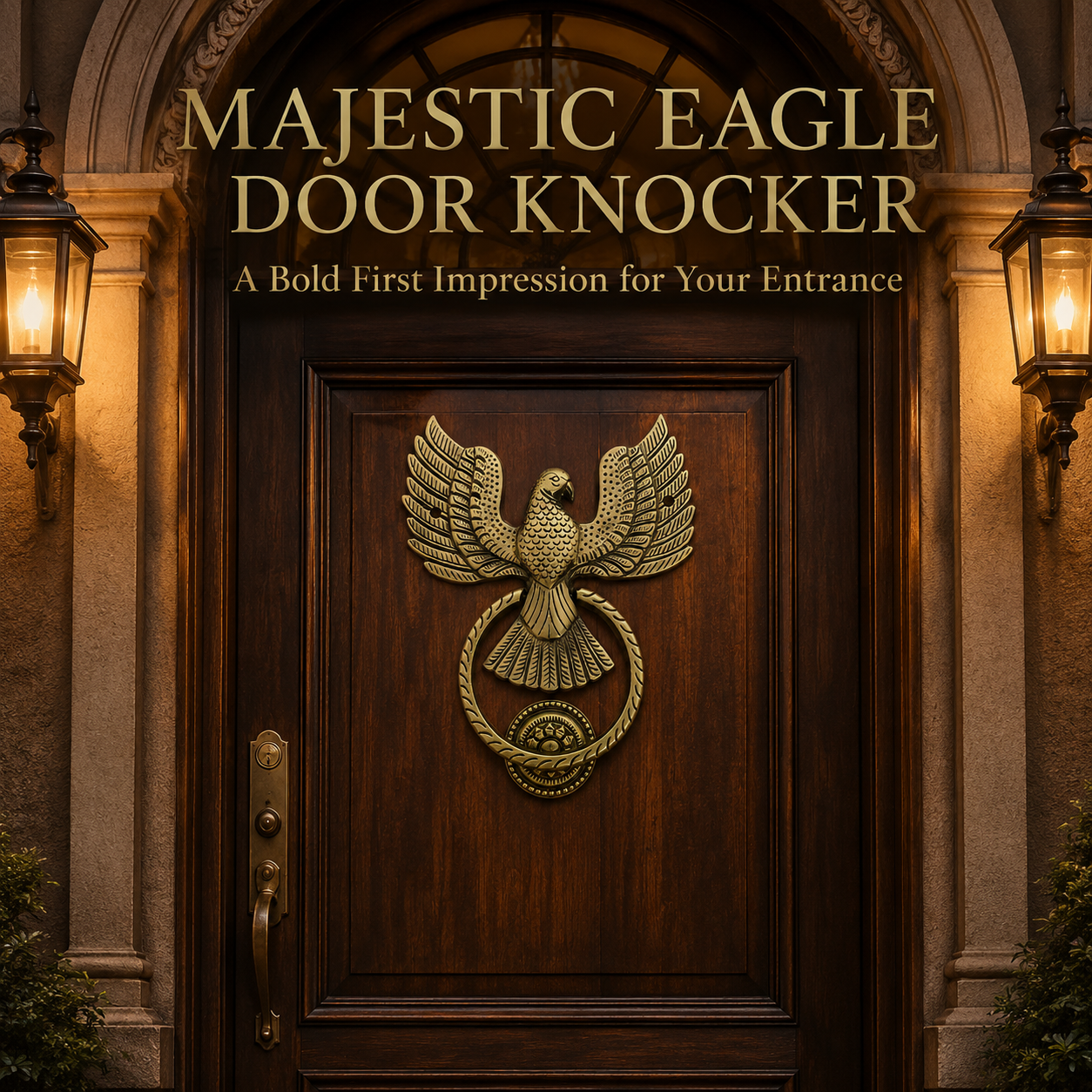 Antique Brass Eagle Door Knocker with Ring – Solid Brass Main Door Décor