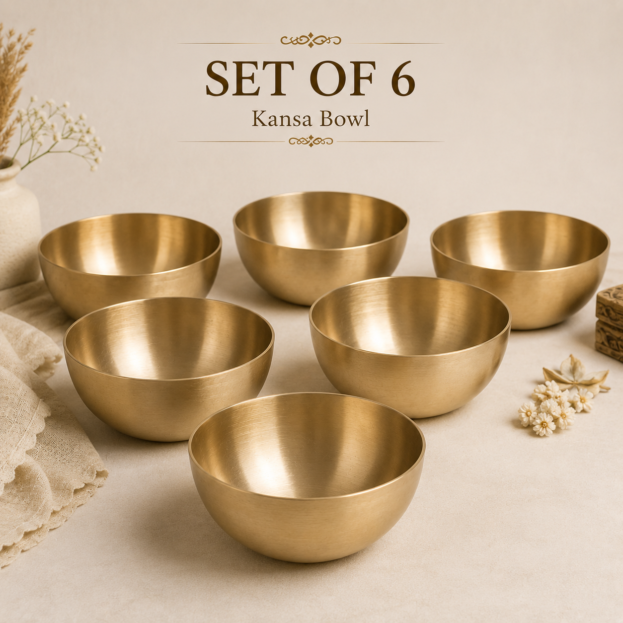 Pure Kansa Bowl Set | Traditional Bronze Metal Serving & Eating Bowls | Handmade Kansa Utensils for Kitchen & Dining