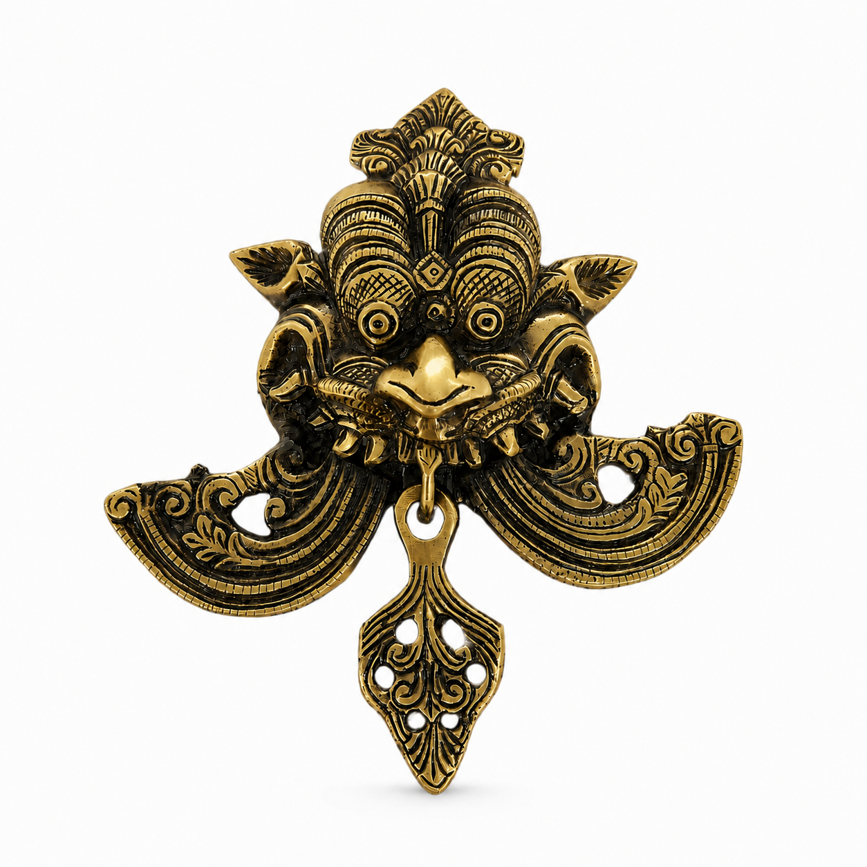 Antique Gold Kirtimukh Nazar Battu Wall Hanging for Main Door | The Indian Aura