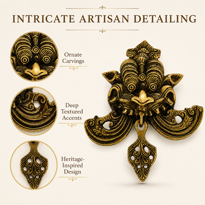 Antique Gold Kirtimukh Nazar Battu Wall Hanging for Main Door | The Indian Aura