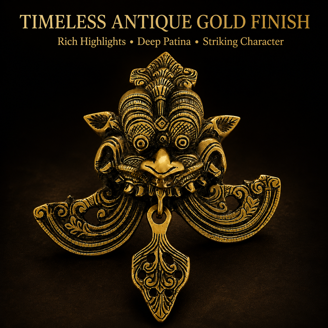 Antique Gold Kirtimukh Nazar Battu Wall Hanging for Main Door | The Indian Aura
