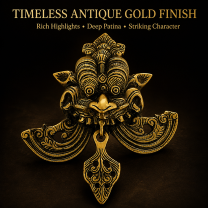 Antique Gold Kirtimukh Nazar Battu Wall Hanging for Main Door | The Indian Aura