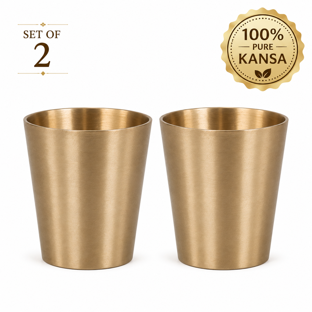 Pure Kansa Glasses Set | Traditional Handmade Kansa Drinking Glasses | Bronze Metal Tumbler for Water & Beverages | Traditional Indian Drinkware