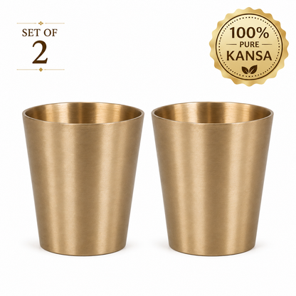 Pure Kansa Glasses Set | Traditional Handmade Kansa Drinking Glasses | Bronze Metal Tumbler for Water & Beverages | Traditional Indian Drinkware