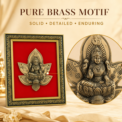 Antique Pure Brass Lakshmi Wall Frame with Red Velvet| The Indian Aura