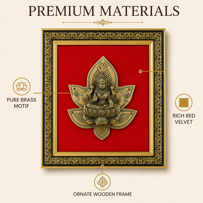 Antique Pure Brass Lakshmi Wall Frame with Red Velvet| The Indian Aura