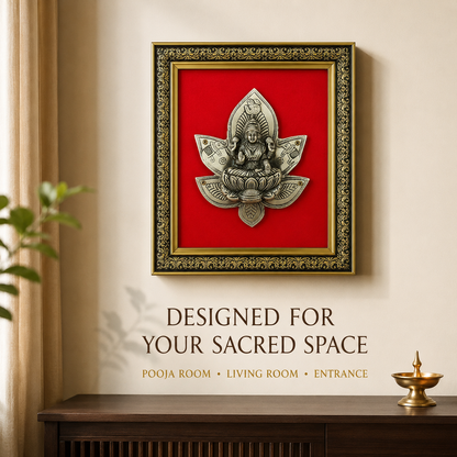 Antique Pure Brass Lakshmi Wall Frame with Red Velvet| The Indian Aura