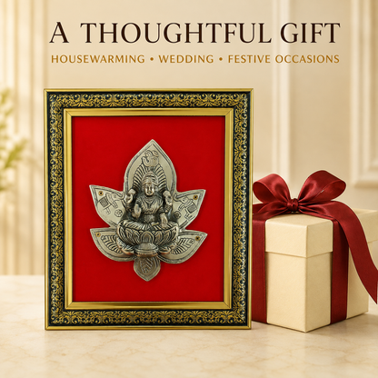 Antique Pure Brass Lakshmi Wall Frame with Red Velvet| The Indian Aura