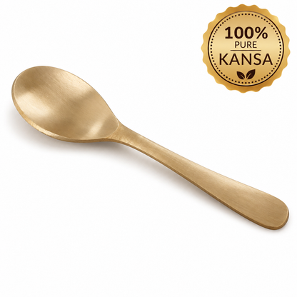 Handmade 100% Pure Kansa Spoon Set of 3, 6, and 12 | Natural Matte Finish | Traditional Bronze Dining Spoon