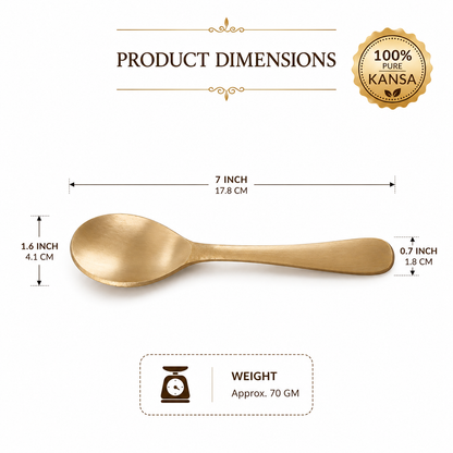 Handmade 100% Pure Kansa Spoon Set of 3, 6, and 12 | Natural Matte Finish | Traditional Bronze Dining Spoon