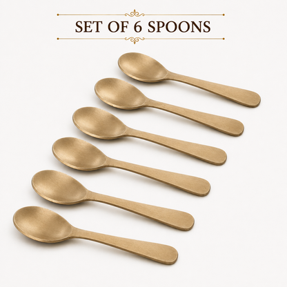 Handmade 100% Pure Kansa Spoon Set of 3, 6, and 12 | Natural Matte Finish | Traditional Bronze Dining Spoon