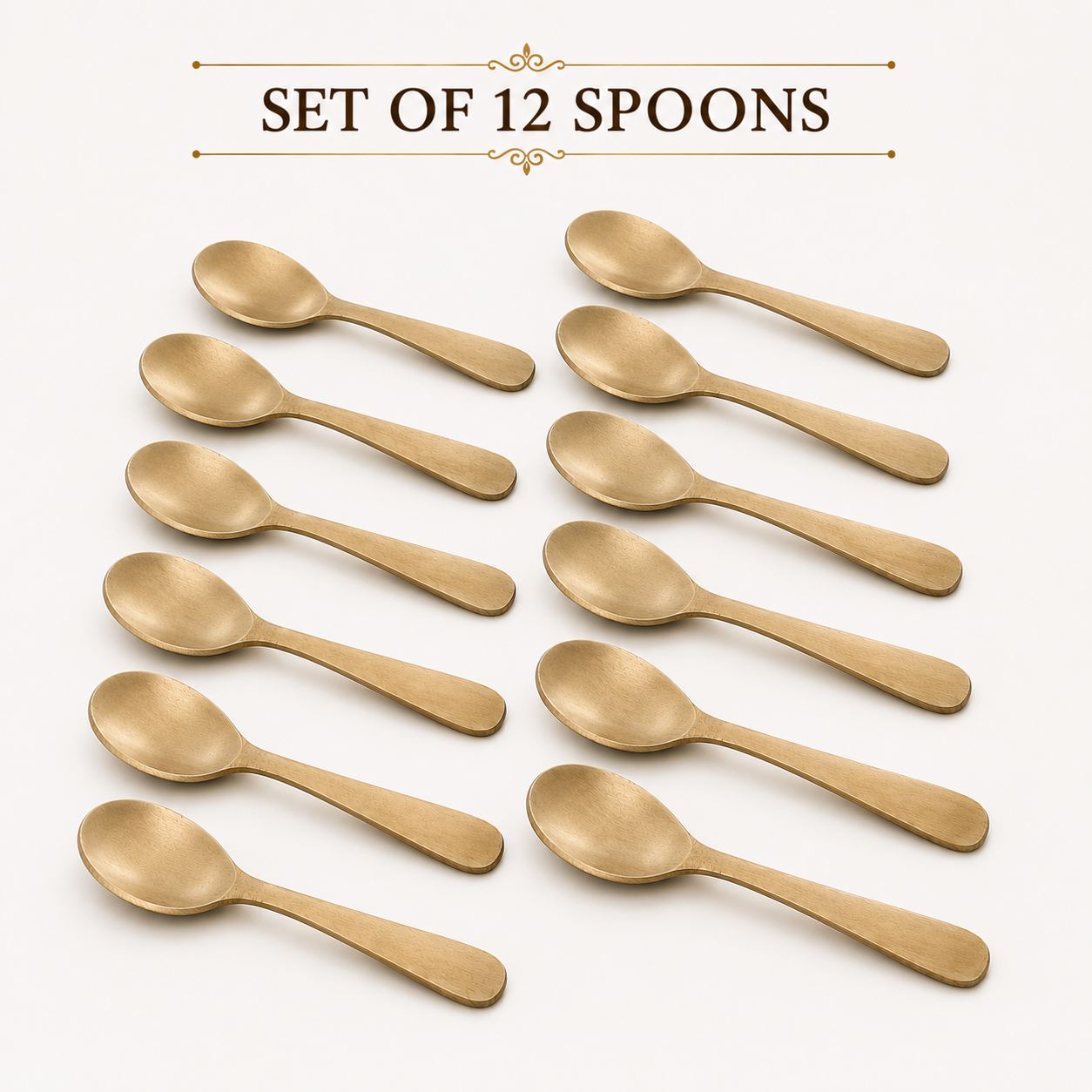 Handmade 100% Pure Kansa Spoon Set of 3, 6, and 12 | Natural Matte Finish | Traditional Bronze Dining Spoon