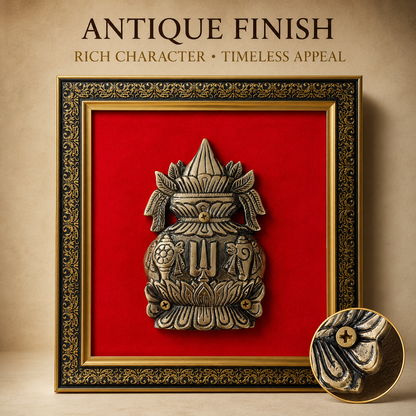 Antique Pure Brass Kalash Vaishnav Tilak Wall Frame | The Indian Aura