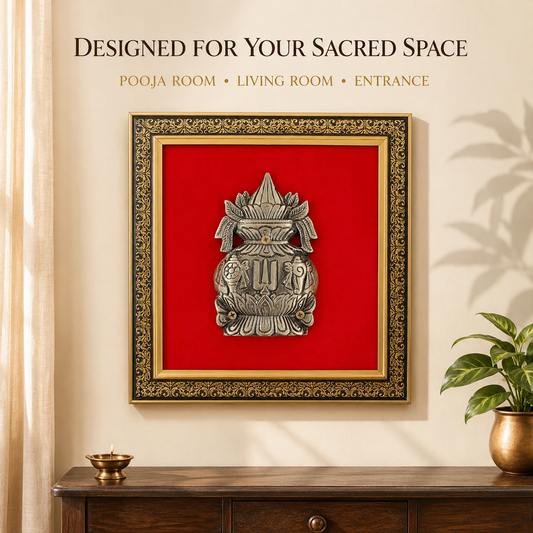 Antique Pure Brass Kalash Vaishnav Tilak Wall Frame | The Indian Aura