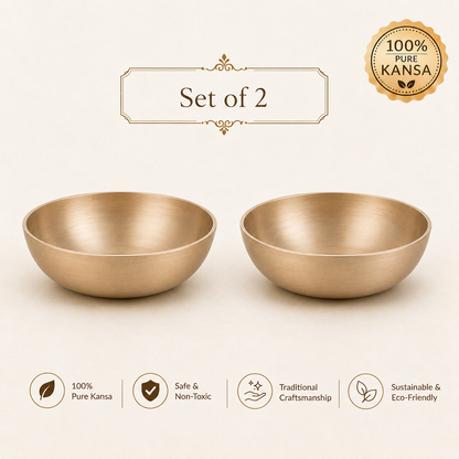 Pure Kansa Dessert Bowl | Traditional Serving Bowl for Halwa, Achar, Salad & Desserts | Set of 2, 4 & 6