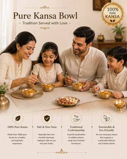 Pure Kansa Dessert Bowl | Traditional Serving Bowl for Halwa, Achar, Salad & Desserts | Set of 2, 4 & 6