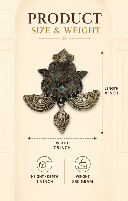 Antique Gold Kirtimukh Nazar Battu Wall Hanging for Main Door-Black Antique Finish | The Indian Aura