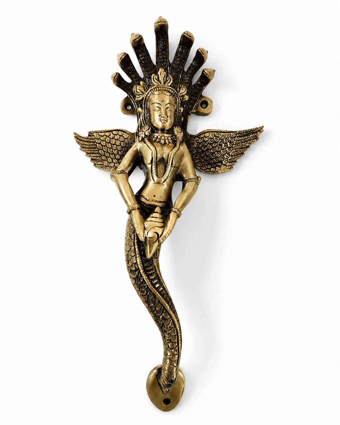 Premium Naag Kanya Antique Brass Door Handle – 14" Handcrafted Pull | The Indian Aura