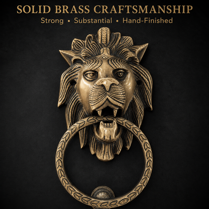 Handcrafted Lion King Brass Door Knocker for Main Door – 3 kg  Antique Finish