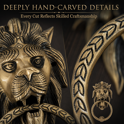 Handcrafted Lion King Brass Door Knocker for Main Door – 3 kg  Antique Finish