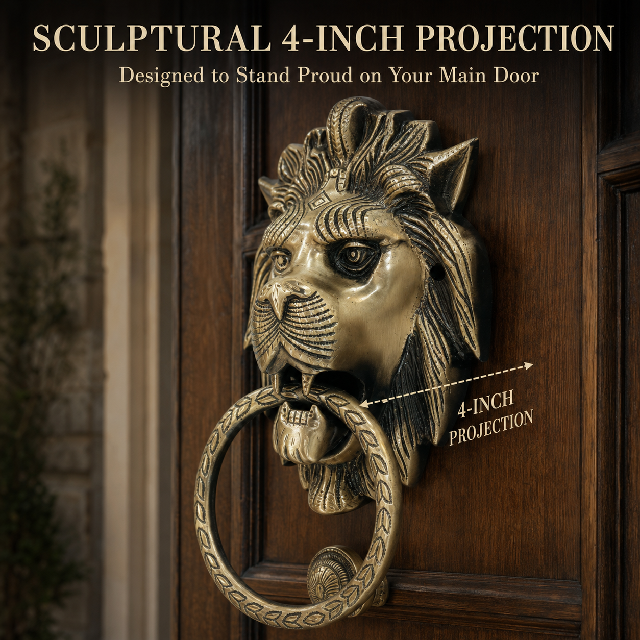 Handcrafted Lion King Brass Door Knocker for Main Door – 3 kg  Antique Finish