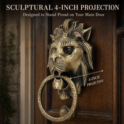 Handcrafted Lion King Brass Door Knocker for Main Door – 3 kg  Antique Finish