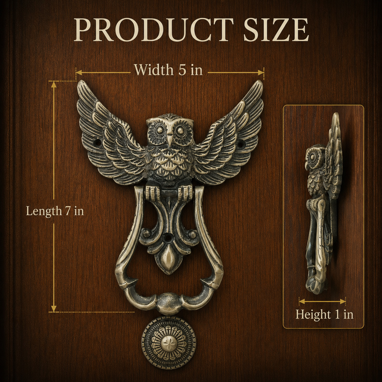 Heritage Sentinel Spread-Wing Owl Door Knocker – Antique Brass Finish | The Indian Aura