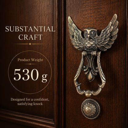 Heritage Sentinel Spread-Wing Owl Door Knocker – Antique Brass Finish | The Indian Aura