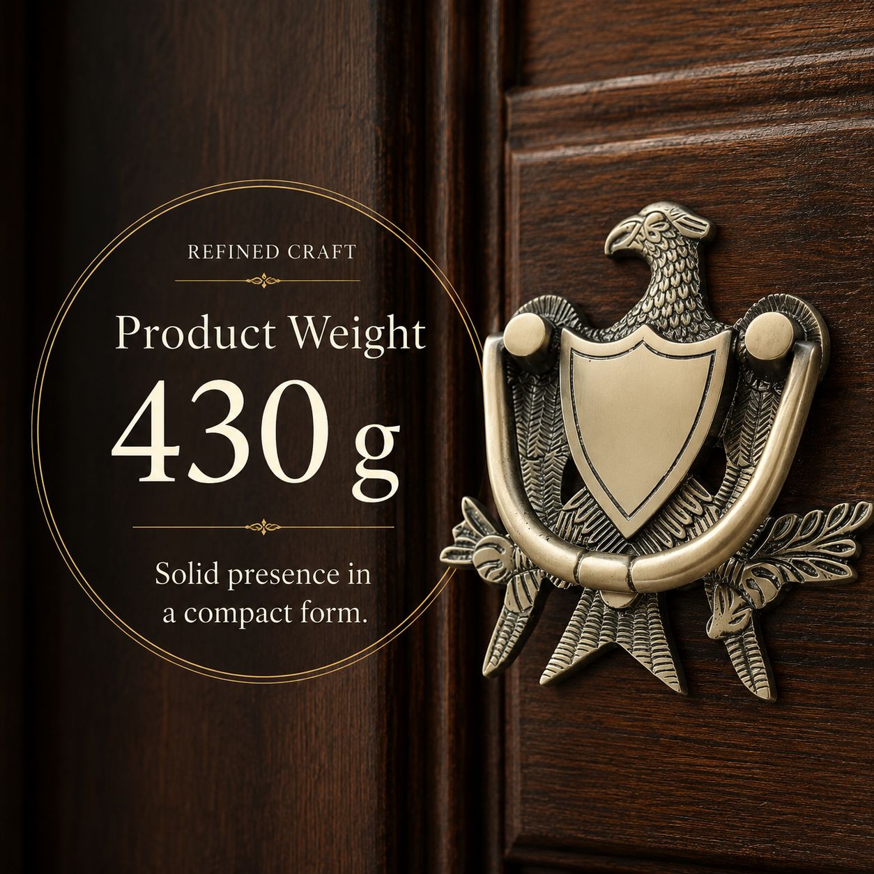 Heraldic Eagle Shield Brass Door Knocker – Antique Finish