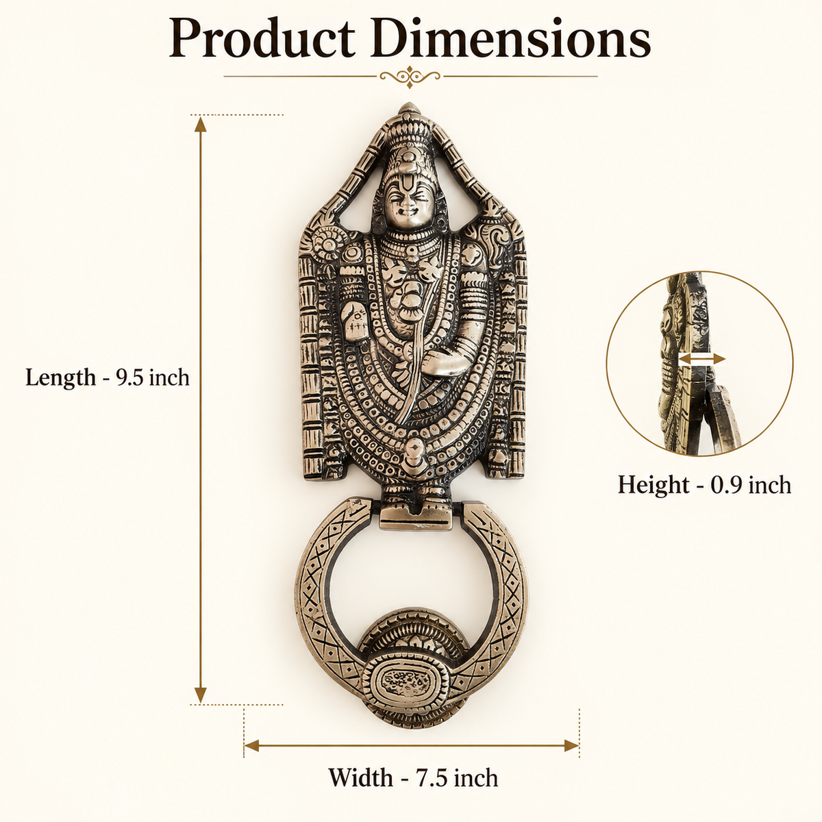 Tirupati Brass Door Knocker in Antique Finish| The Indian Aura