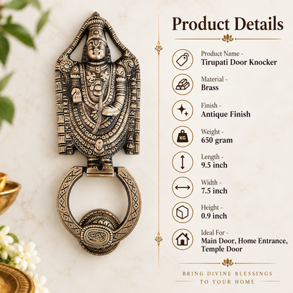 Tirupati Brass Door Knocker in Antique Finish| The Indian Aura