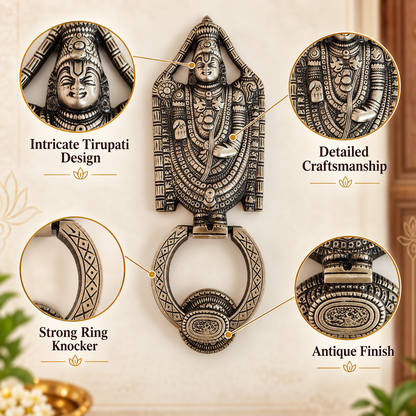 Tirupati Brass Door Knocker in Antique Finish| The Indian Aura