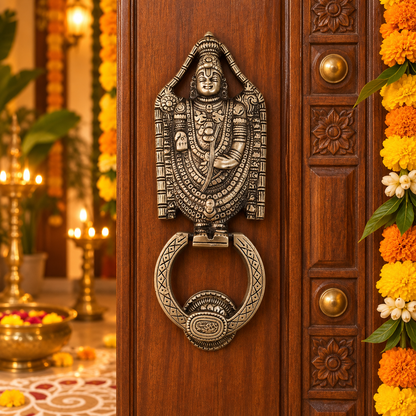Tirupati Brass Door Knocker in Antique Finish| The Indian Aura