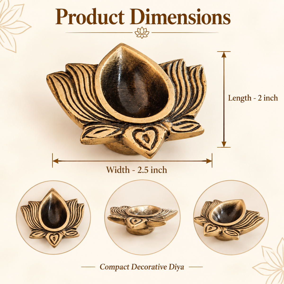 Brass Lotus Diya in Antique Finish – Traditional Oil Lamp for Puja & Diwali | The Indian Aura