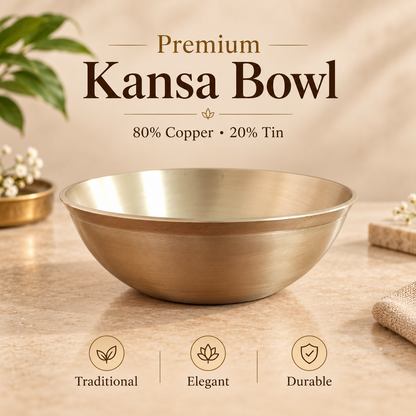 Premium Pure Kansa Bowl Set | Traditional Bronze Metal Serving & Eating Bowls | Handmade Kansa Utensils for Kitchen & Dining.