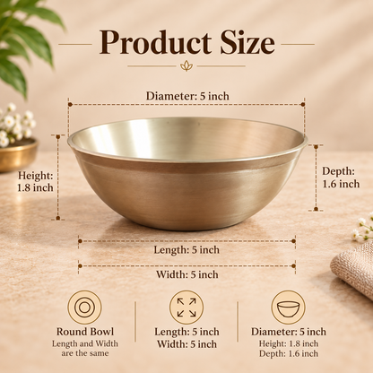 Premium Pure Kansa Bowl Set | Traditional Bronze Metal Serving & Eating Bowls | Handmade Kansa Utensils for Kitchen & Dining.