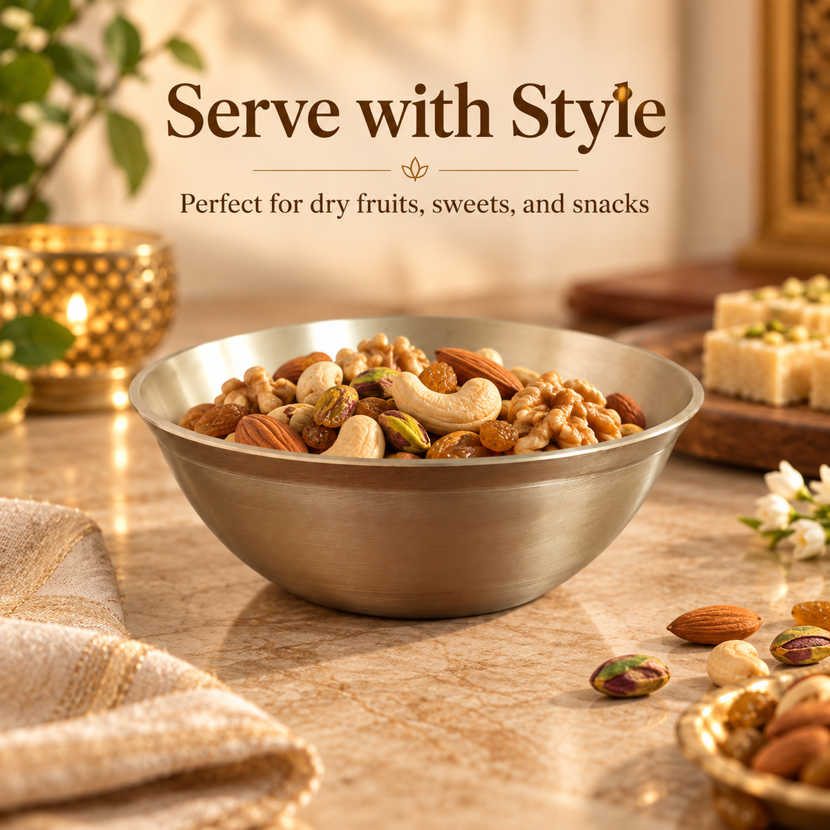 Premium Pure Kansa Bowl Set | Traditional Bronze Metal Serving & Eating Bowls | Handmade Kansa Utensils for Kitchen & Dining.