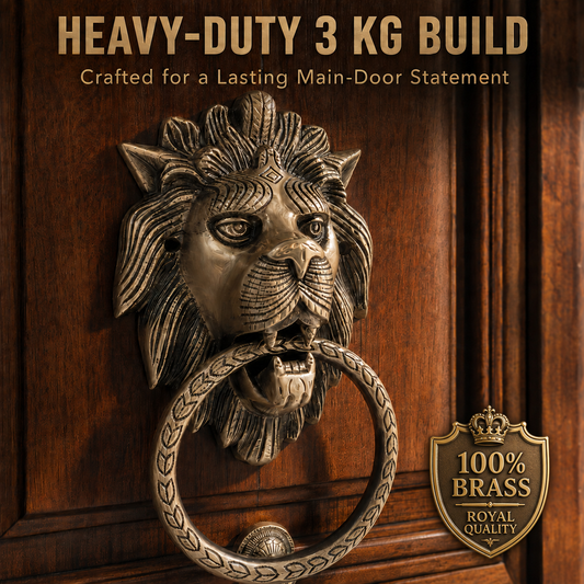 Handcrafted Lion King Brass Door Knocker for Main Door – 3 kg  Antique Finish