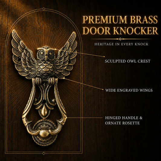 Heritage Sentinel Spread-Wing Owl Door Knocker – Antique Brass Finish | The Indian Aura