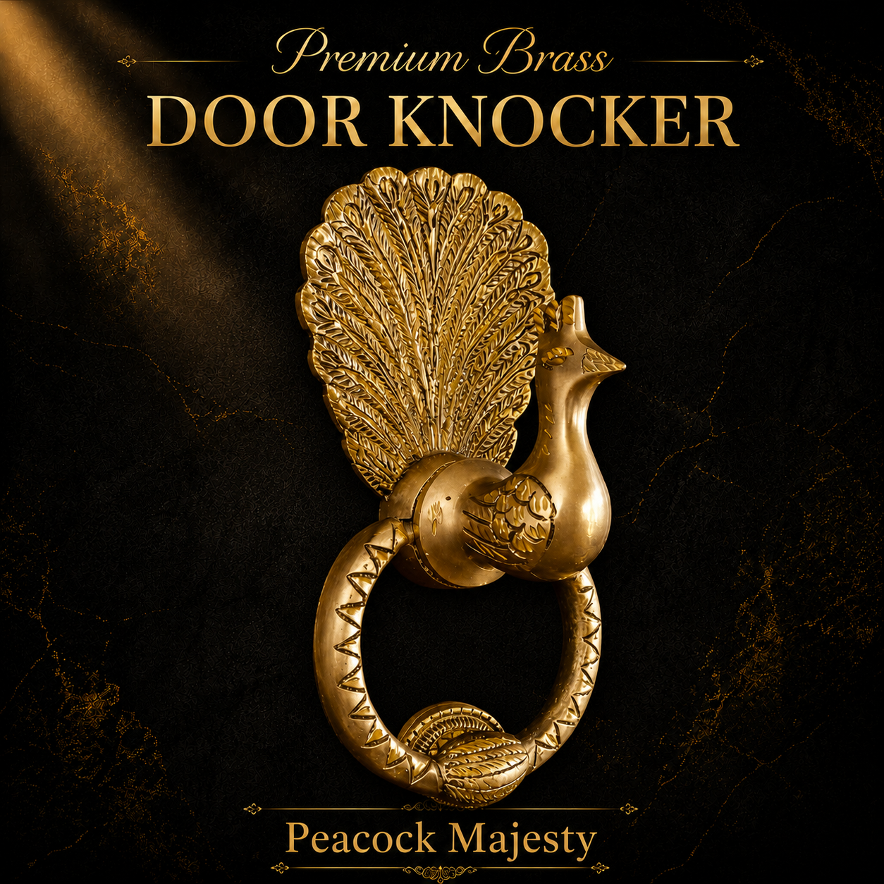 Peacock Brass Door Knocker Ring Handle for Main Door (Medium Size)| The Indian Aura
