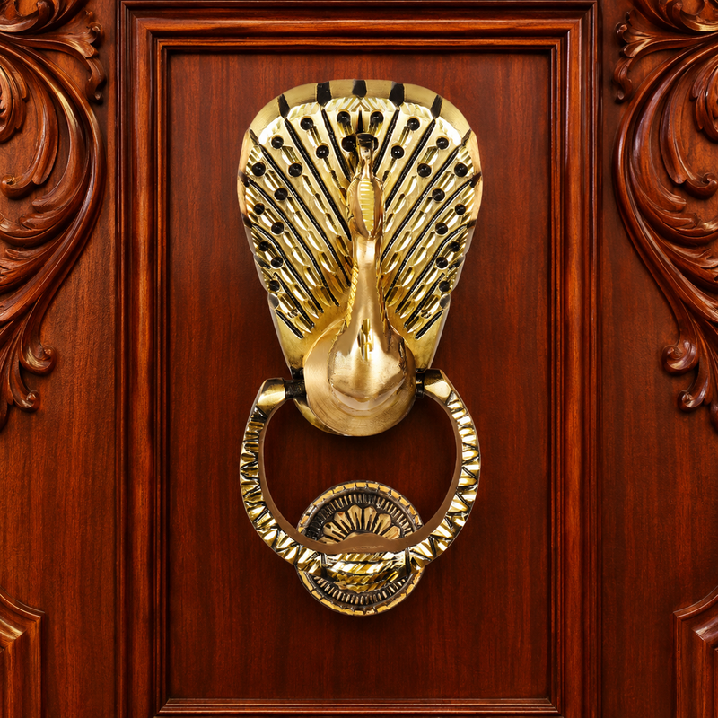 Opulent Peacock Majesty Royal Design Brass Door Knocker | The Indian Aura