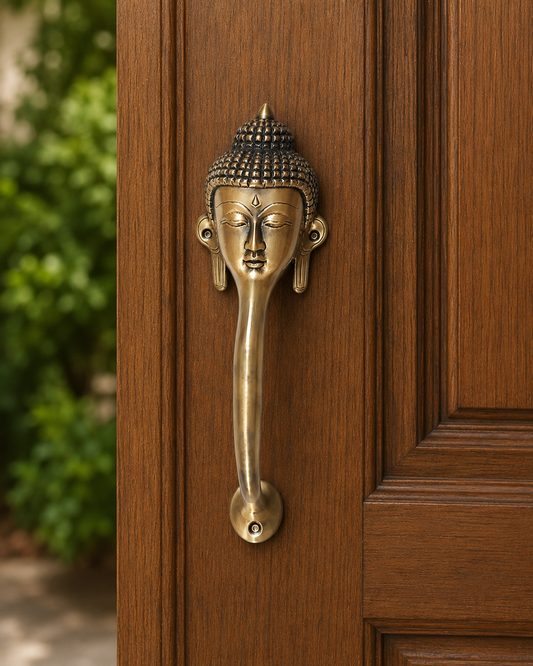 Decorative Buddha Face Brass Door Handle – Spiritual Gautam Buddha Design