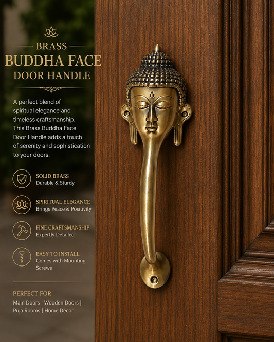 Decorative Buddha Face Brass Door Handle – Spiritual Gautam Buddha Design